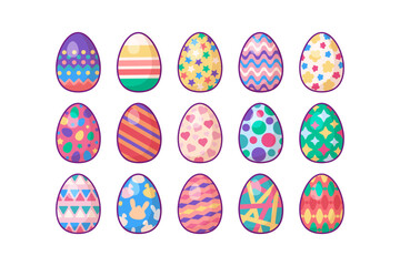 Vector Cartoon Outline Easter Eggs Set