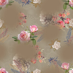 Beautiful flower seamless vintage pattern digital and textile print