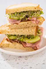 Ham, Cucumber, and Sprout Sandwich