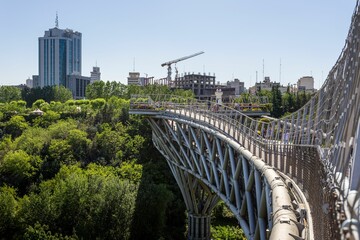 Tabi'at Bridge, a Large Pedestrian Overpass Linking Two Parks in Tehran, Iran.