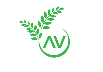 this is a leaf letter AV icon design 