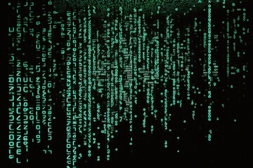 Digital code background. Matrix style program. Random falling numbers. Generative AI
