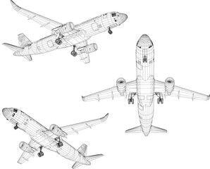 Passenger commercial airplane illustration vector sketch