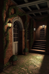 Fototapeta premium Entrance to Historic Home - Generative Ai