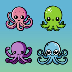 Pieuvres mascottes cartoon collection