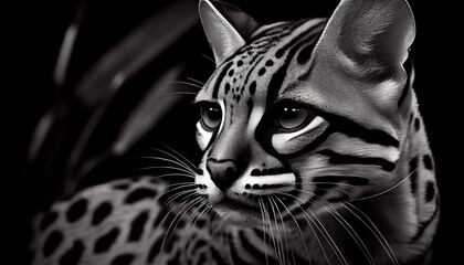 Striped feline stares with beauty in nature ,generative AI