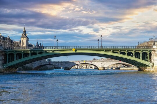 Paris, the Seine, with the Arcole bridge