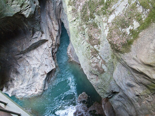 Cross the gorge of Bellano. Lecco lake, Italy
