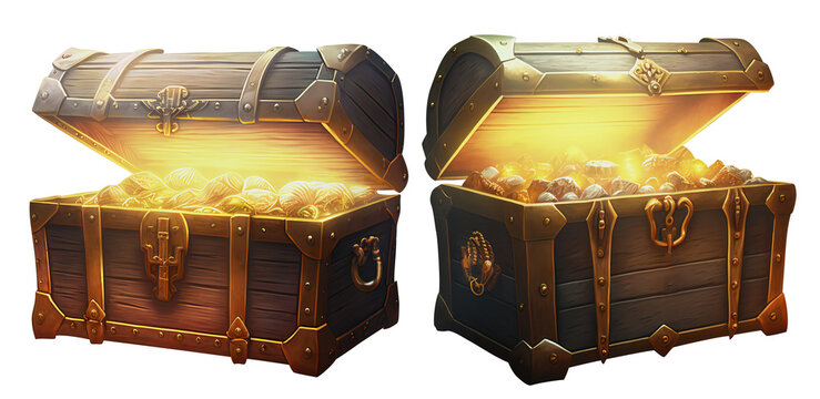 Open treasure chest stock photo containing box and chest