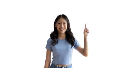 Asian woman pointing finger inviting click here, It is recommended to follow this direction or click on this link, Space for promotion here, Register or apply for membership, Click here.