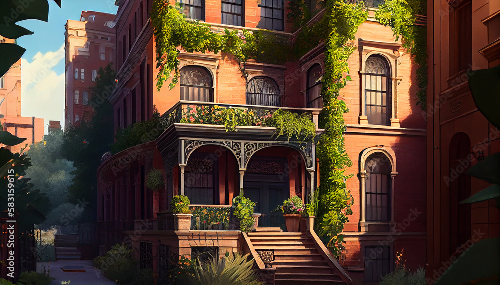 Poster architecture of building exterior with window ,generative ai