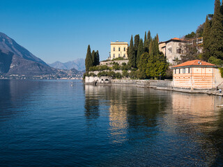 Fototapeta na wymiar Lake Como and Varenna's Villa di Monastero, Italy