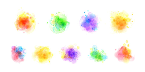 Abstract rainbow color spots made by watercolor