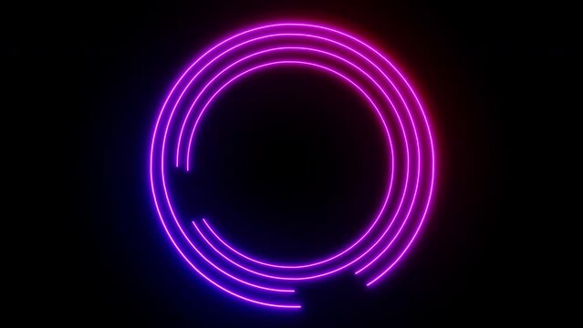 glowing neon blue pink laser lines circle frame looping animation on black background