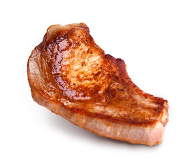 Fried steak on a white background