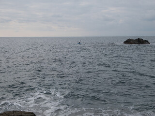 Ligurian sea. On the shores of Nervi (municipality of Genoa), Italy.