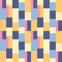Geometric Vector Seamless Pattern with Multicolored Rectangles. Simple Abstract Graphic Design for Wallpaper, Scrapbooking, Web Banner, Textiles, Cover