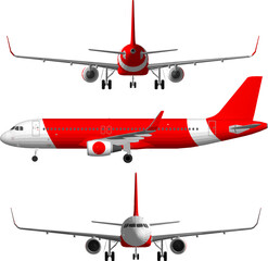 Passenger commercial airplane illustration vector sketch - obrazy, fototapety, plakaty