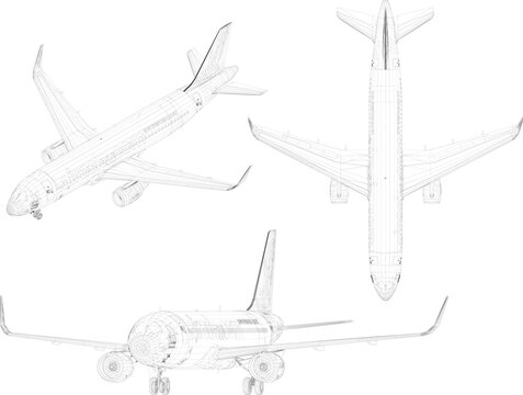 Passenger commercial airplane illustration vector sketch