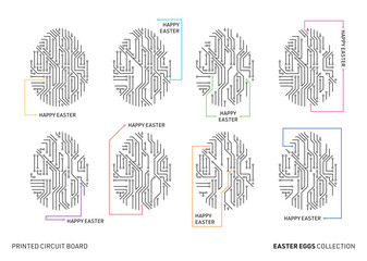 Vector printed circuit board pattern easter eggs