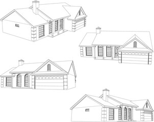 Simple village house illustration vector sketch