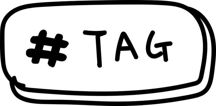 Hand drawn doodle icon of tag button