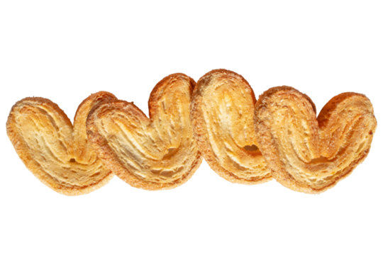 Puff sugar cookies in the form of hearts on a transparent background PDF. Homemade baking. The concept of confectionery. Cooking.