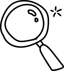 Hand drawn doodle icon of magnifier