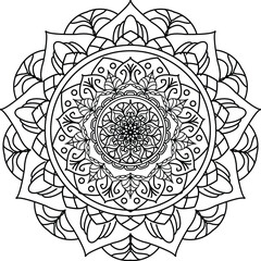 Mandala Coloring book Page design. Simple Mandala coloring design for beginners, seniors and children. Mehndi flower pattern for Henna drawing and tattoo. Decoration in ethnic oriental, Indian style. 