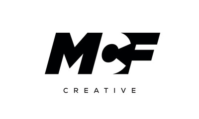 MCF letters negative space logo design. creative typography monogram vector	