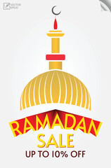 Ramadan Special Discount 10 Percent off. banner, sticker and label. Ramadan Eid Sale Special Offer.