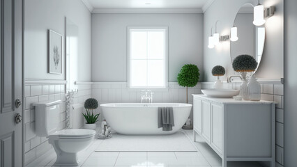 Fototapeta na wymiar luxury apartment bathroom interior design by generative ai