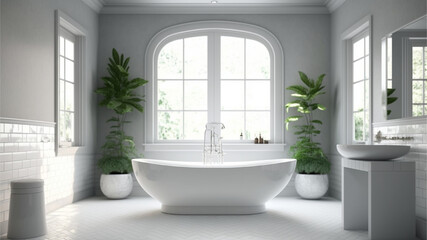 Naklejka na ściany i meble luxury apartment bathroom interior design by generative ai