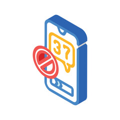 minimize phone use headache treatment isometric icon vector illustration