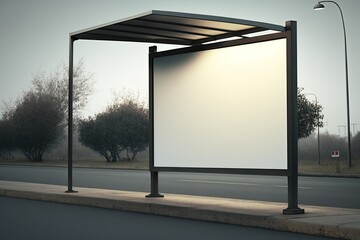 Frames of Possibility: An Empty Billboard at a Bus Stop Ready for Design: Generative AI