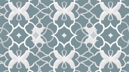 Seamless Ornamental vector pattern, White and grey, geometric oriental background. Abstract, repeating, graphic, element, wallpaper, 