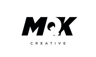 MQK letters negative space logo design. creative typography monogram vector	