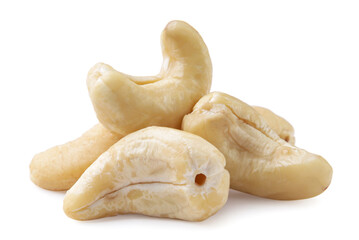 Cashew nuts close-up on a white. Isolated