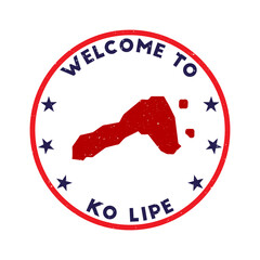 Welcome to Ko Lipe stamp. Grunge island round stamp with texture in Azulado color theme. Vintage style geometric Ko Lipe seal. Appealing vector illustration.