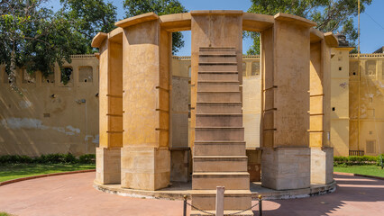 An ancient astronomical device Ram Yantra in the form of a cylinder for measuring the altitude and...