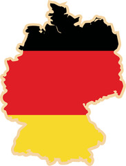 Germany map with national flag sticker.