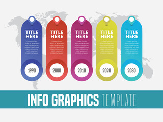 Abstract infographic showing the 5 years process of a business plan timeline For presentations and posters. Vector illustration.