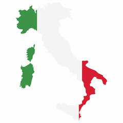 Italy map with national flag.