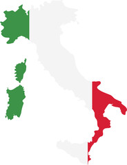 Italy map with national flag.