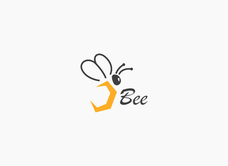 Bee logo. Abstract Geometric Line Art Shape Bee Icon Symbol. Usable for Animal, Medicine, Business and Branding Logos. Flat Vector Logo Design Template Element.