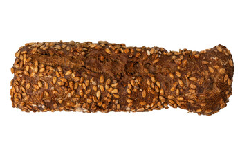 Loaf of bread with sunflower seeds isolated on a white background.