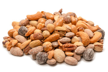 A group of almonds, pistachios, walnuts, macadamia, cashews.
