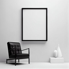 Frame Mockup on the Wall of Minimalist Living Room