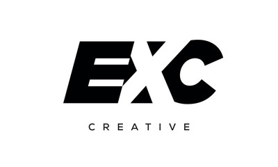 EXC letters negative space logo design. creative typography monogram vector	