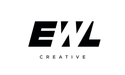 EWL letters negative space logo design. creative typography monogram vector	